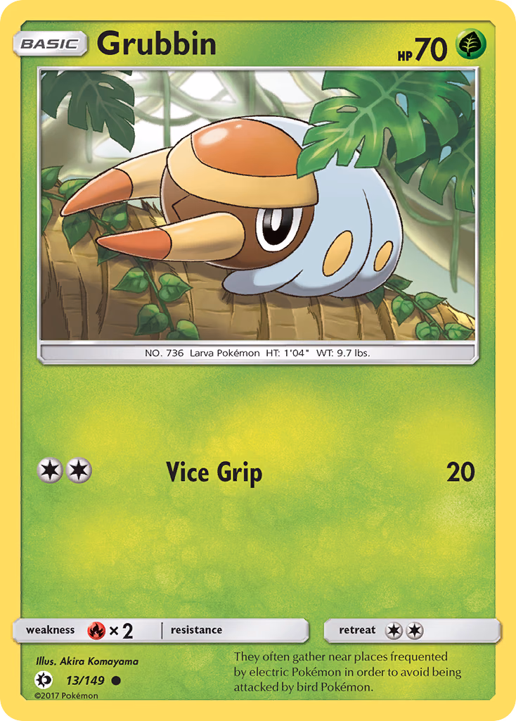 Grubbin Pokemon card (13/149, Sun & Moon)
