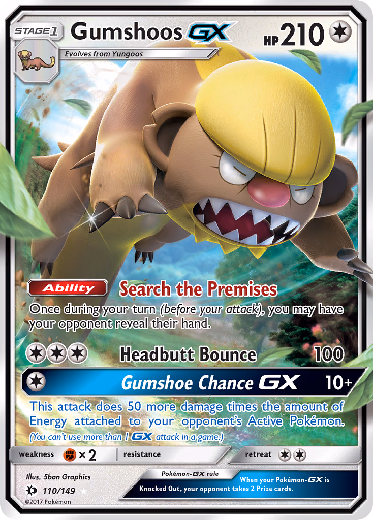 Gumshoos-GX Pokemon card (110/149, Sun & Moon)