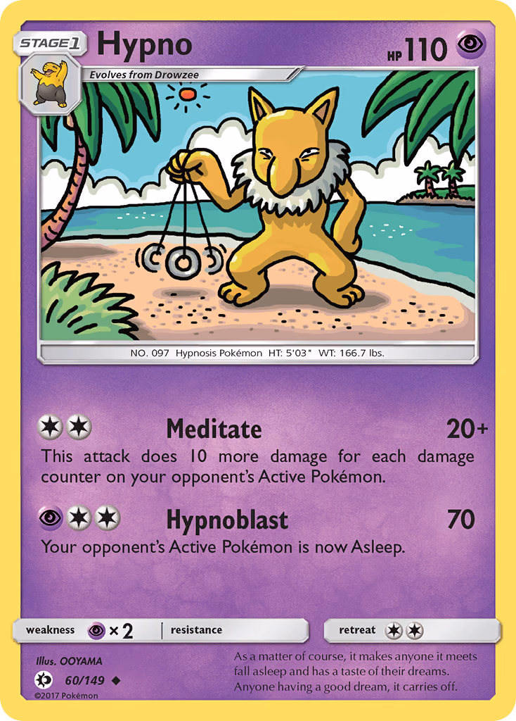 Hypno Pokemon card (60/149, Sun & Moon)