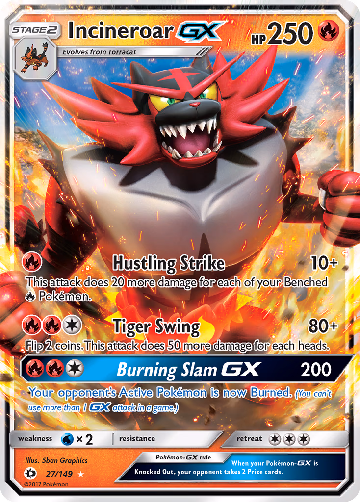 Incineroar-GX Pokemon card (27/149, Sun & Moon)