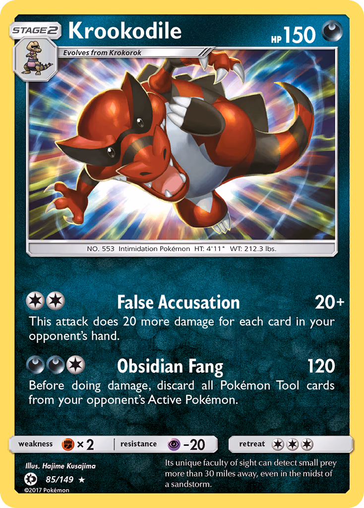Krookodile Pokemon card (85/149, Sun & Moon)