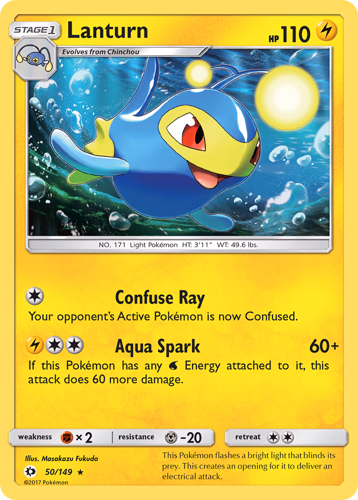 Lanturn Pokemon card (50/149, Sun & Moon)