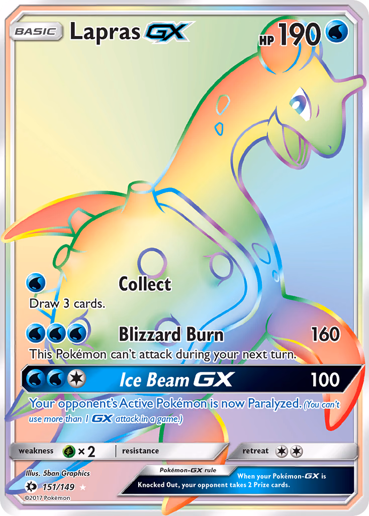 Lapras-GX Pokemon card (151/149, Sun & Moon)