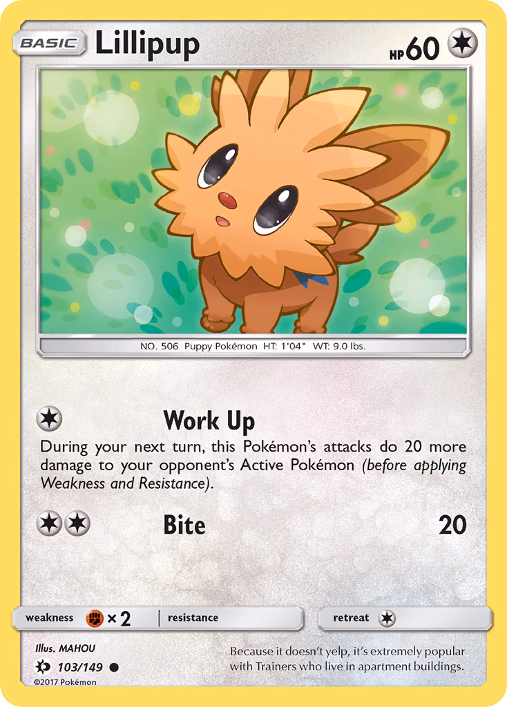 Lillipup Pokemon card (103/149, Sun & Moon)