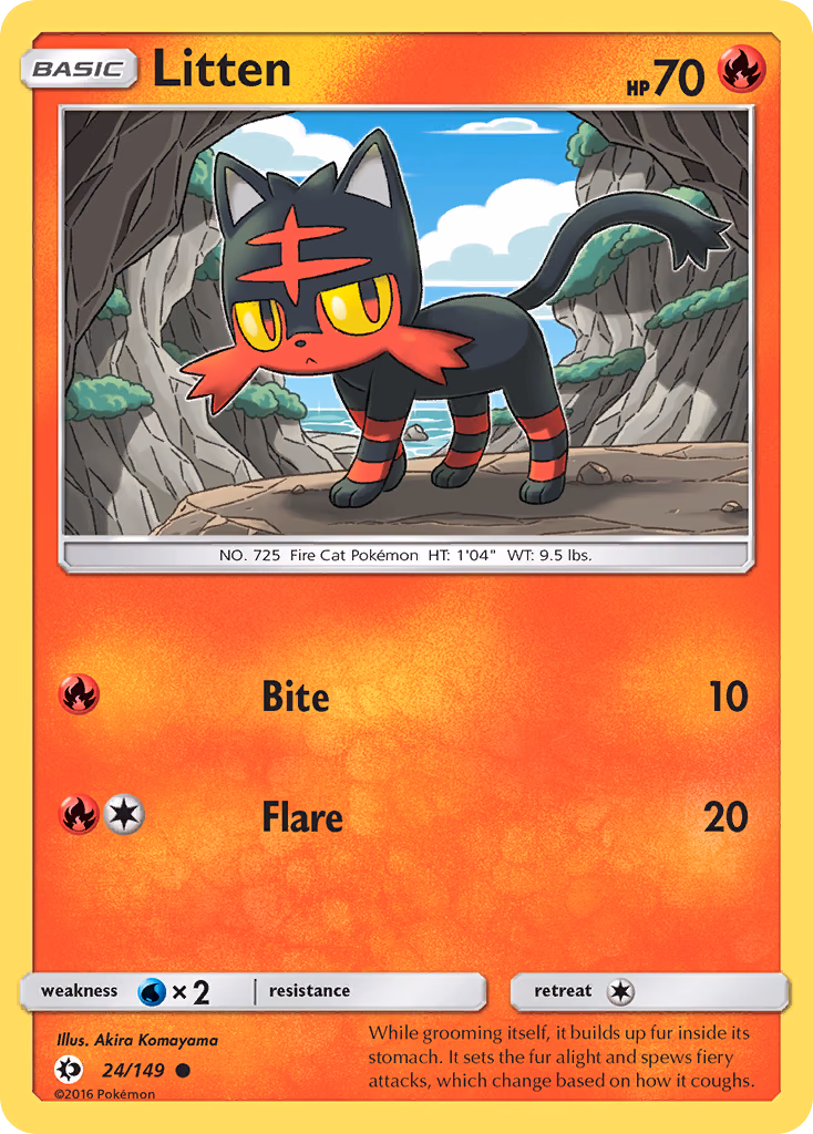 Litten Pokemon card (24/149, Sun & Moon)