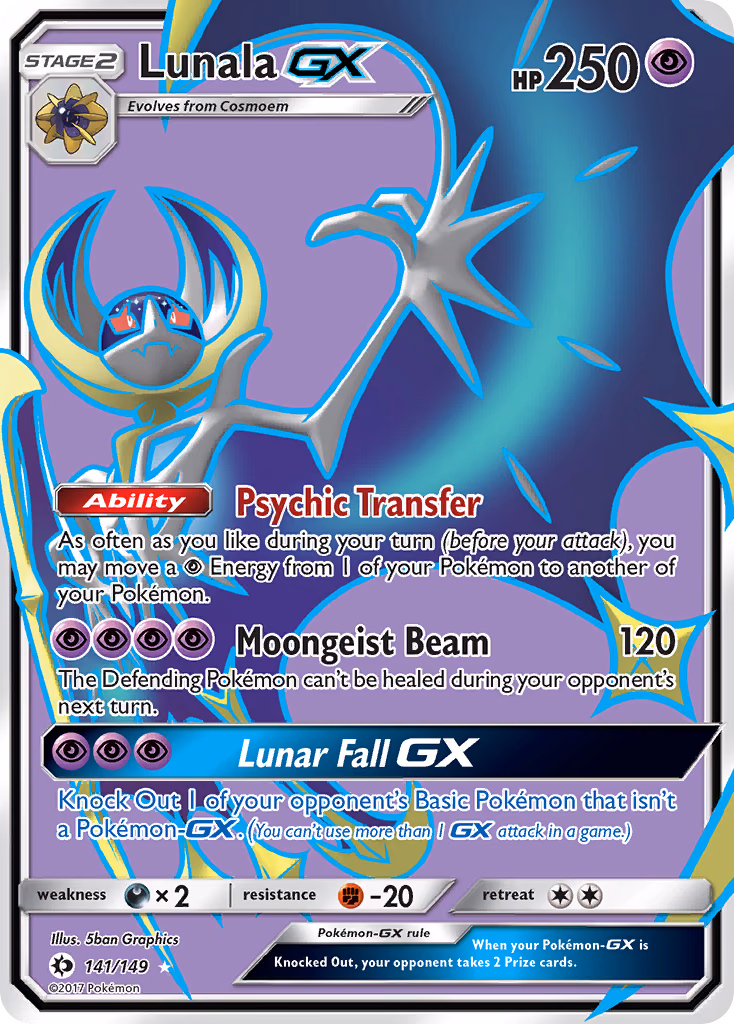 Lunala-GX Pokemon card (141/149, Sun & Moon)