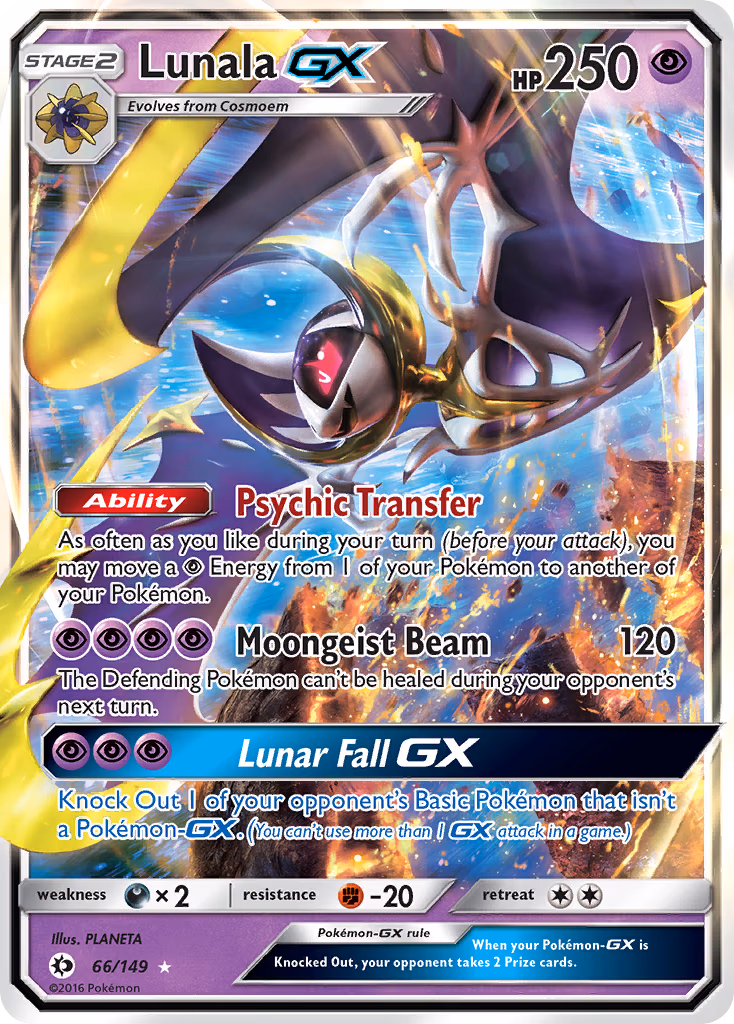 Lunala-GX Pokemon card (66/149, Sun & Moon)