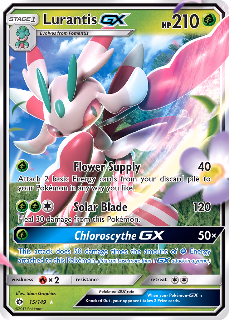 Lurantis-GX Pokemon card (15/149, Sun & Moon)