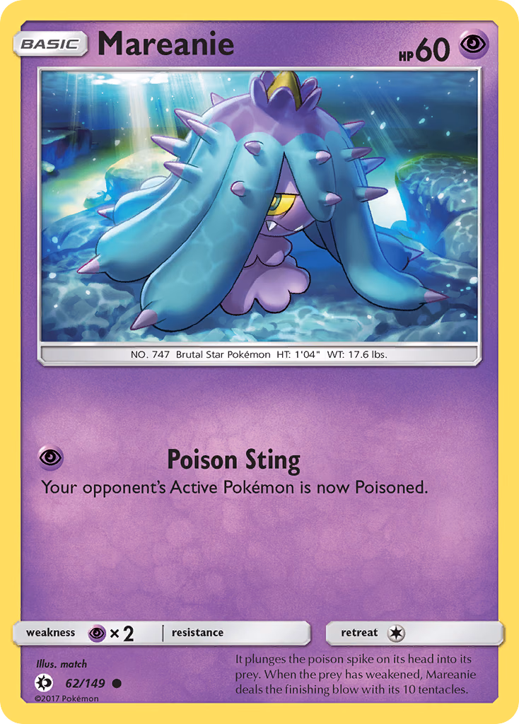 Mareanie Pokemon card (62/149, Sun & Moon)