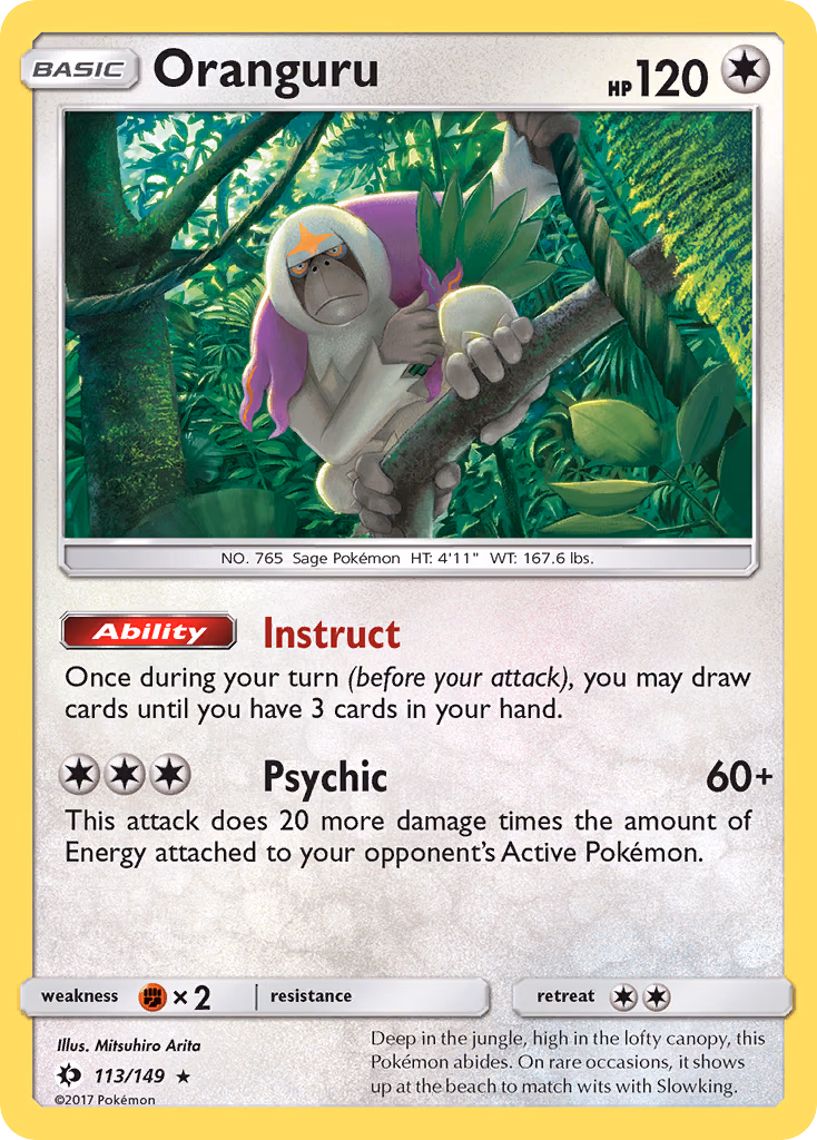 Oranguru Pokemon card (113/149, Sun & Moon)