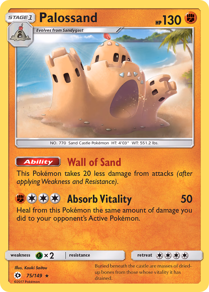 Palossand Pokemon card (75/149, Sun & Moon)