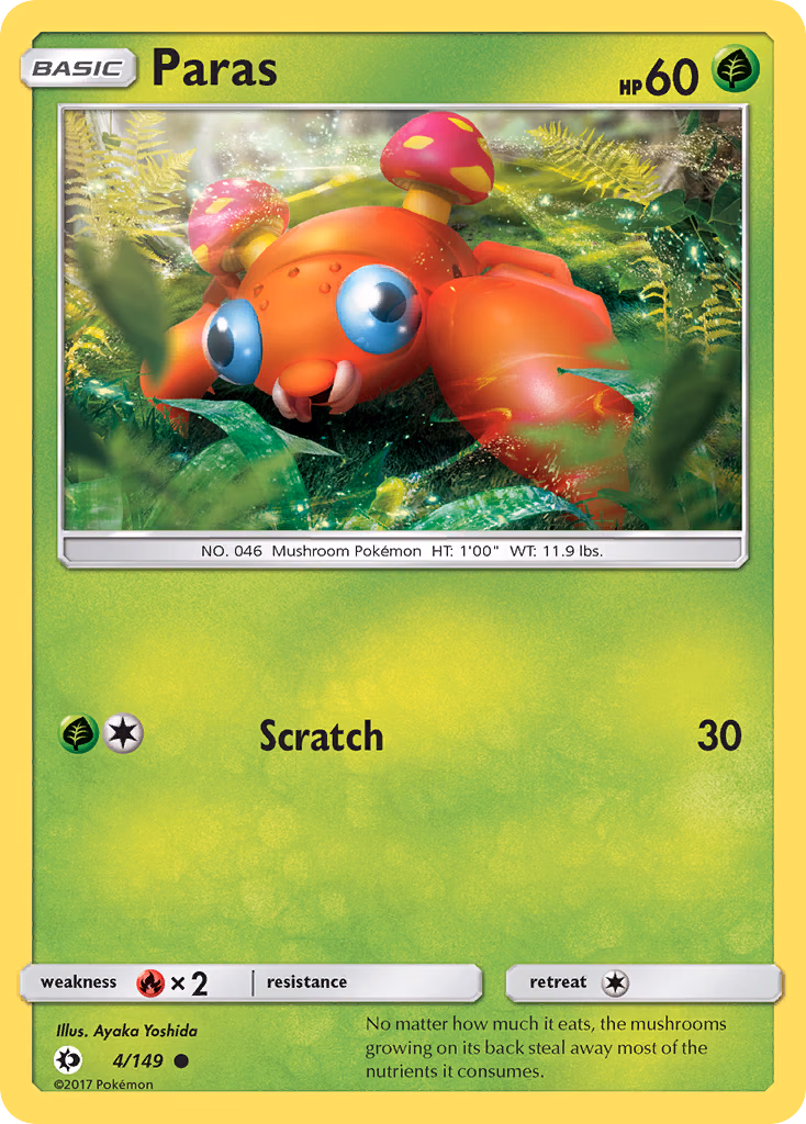 Paras Pokemon card (4/149, Sun & Moon)