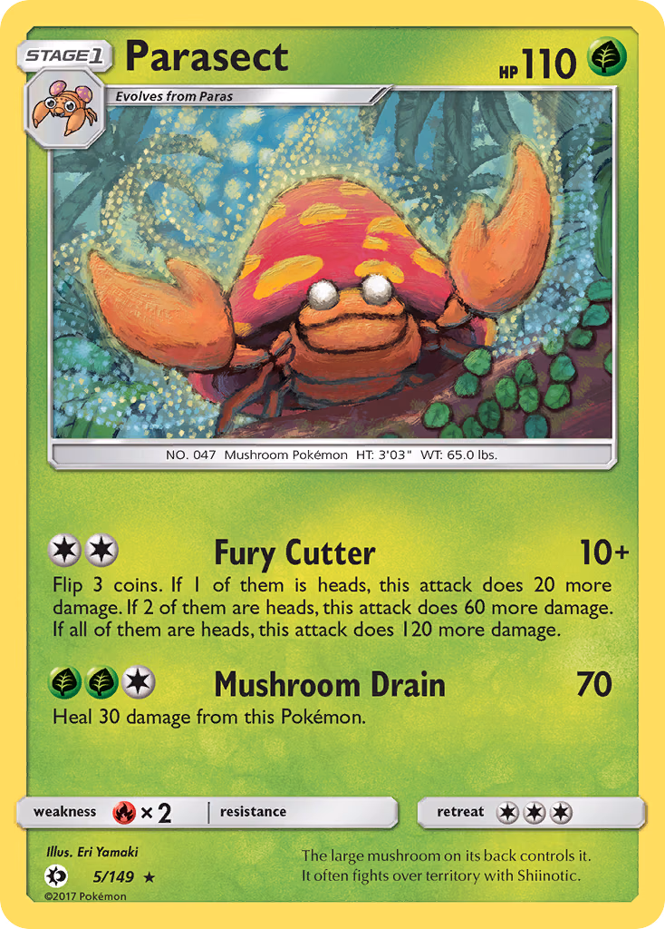 Parasect Pokemon card (5/149, Sun & Moon)