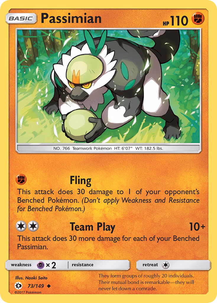 Passimian Pokemon card (73/149, Sun & Moon)