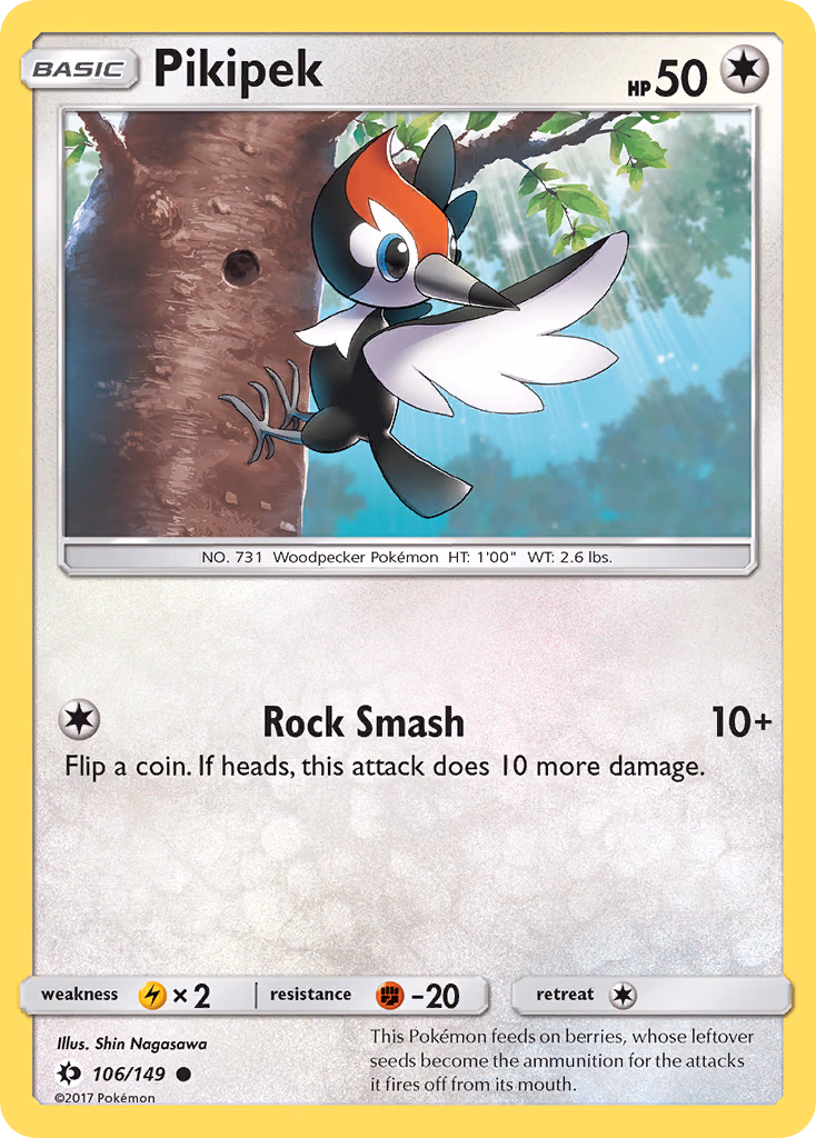 Pikipek Pokemon card (106/149, Sun & Moon)