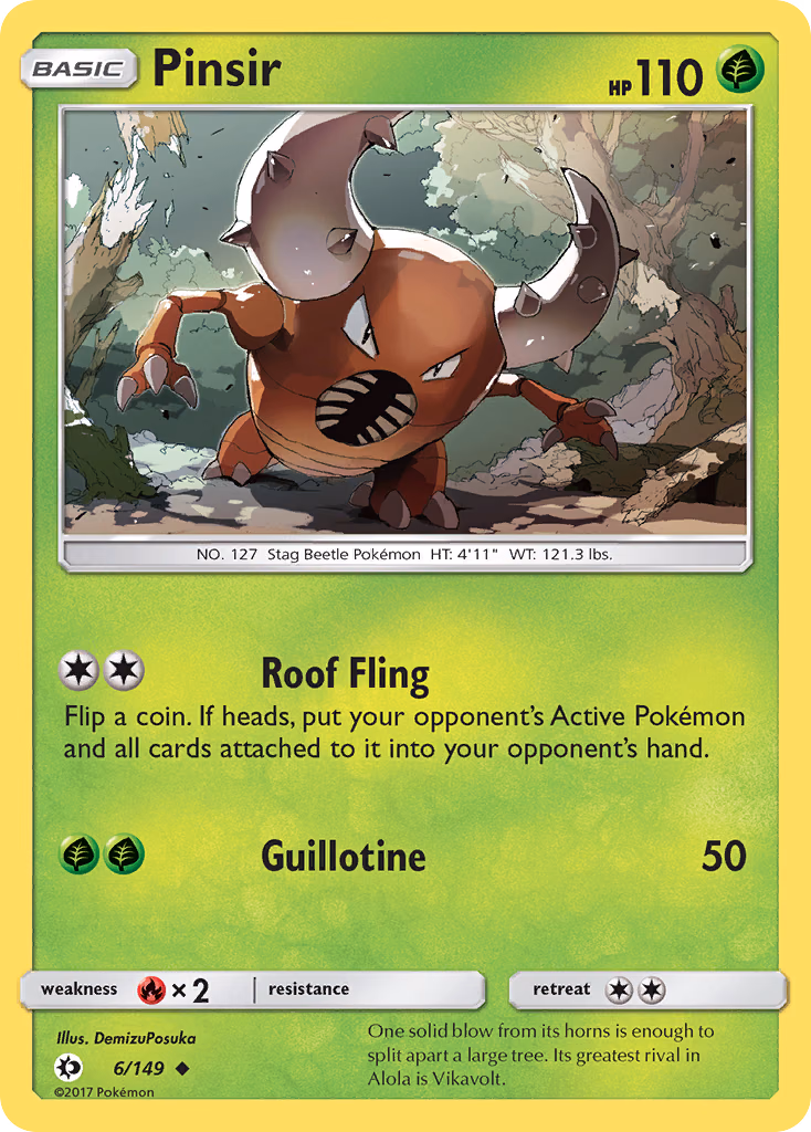 Pinsir Pokemon card (6/149, Sun & Moon)