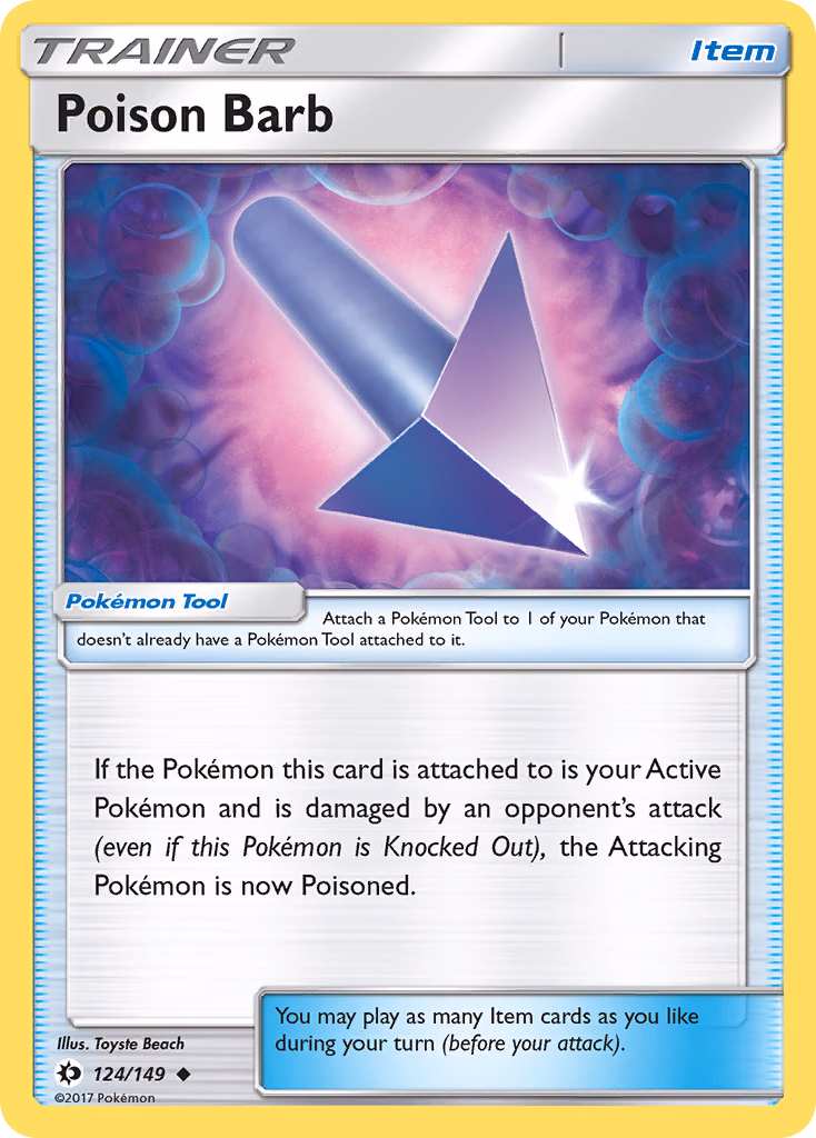 Poison Barb Pokemon card (124/149, Sun & Moon)