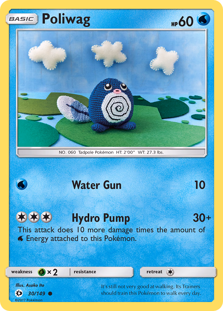 Poliwag Pokemon card (30/149, Sun & Moon)