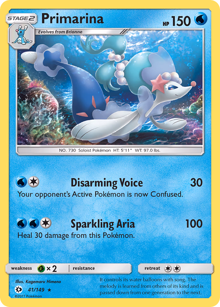 Primarina Pokemon card (41/149, Sun & Moon)