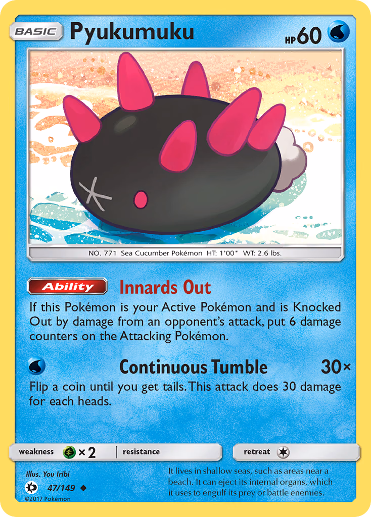 Pyukumuku Pokemon card (47/149, Sun & Moon)