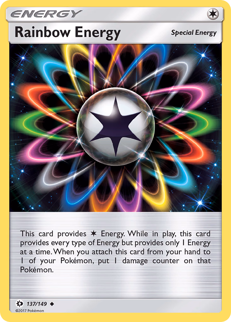 Rainbow Energy Pokemon card (137/149, Sun & Moon)