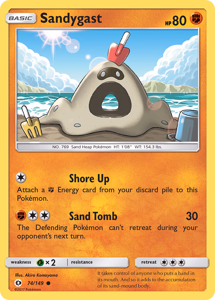 Sandygast Pokemon card (74/149, Sun & Moon)
