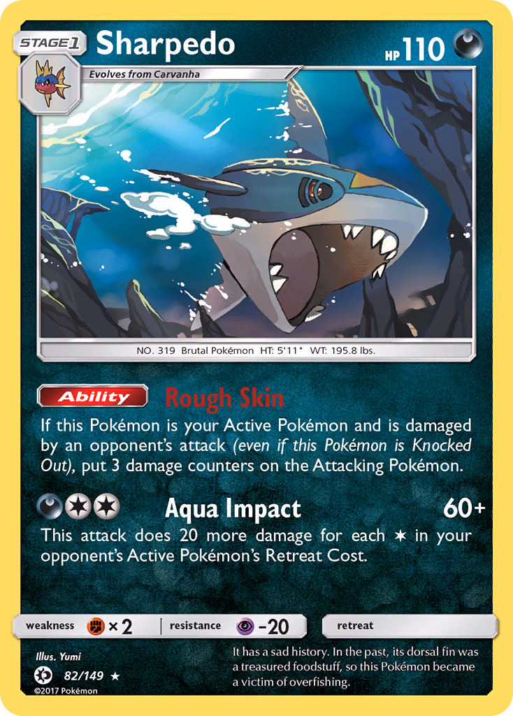 Sharpedo Pokemon card (82/149, Sun & Moon)