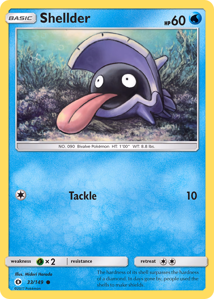 Shellder Pokemon card (33/149, Sun & Moon)