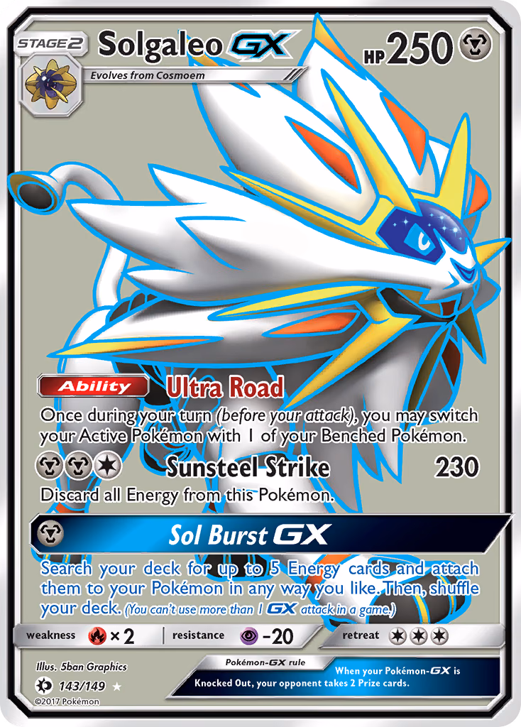 Solgaleo-GX Pokemon card (143/149, Sun & Moon)