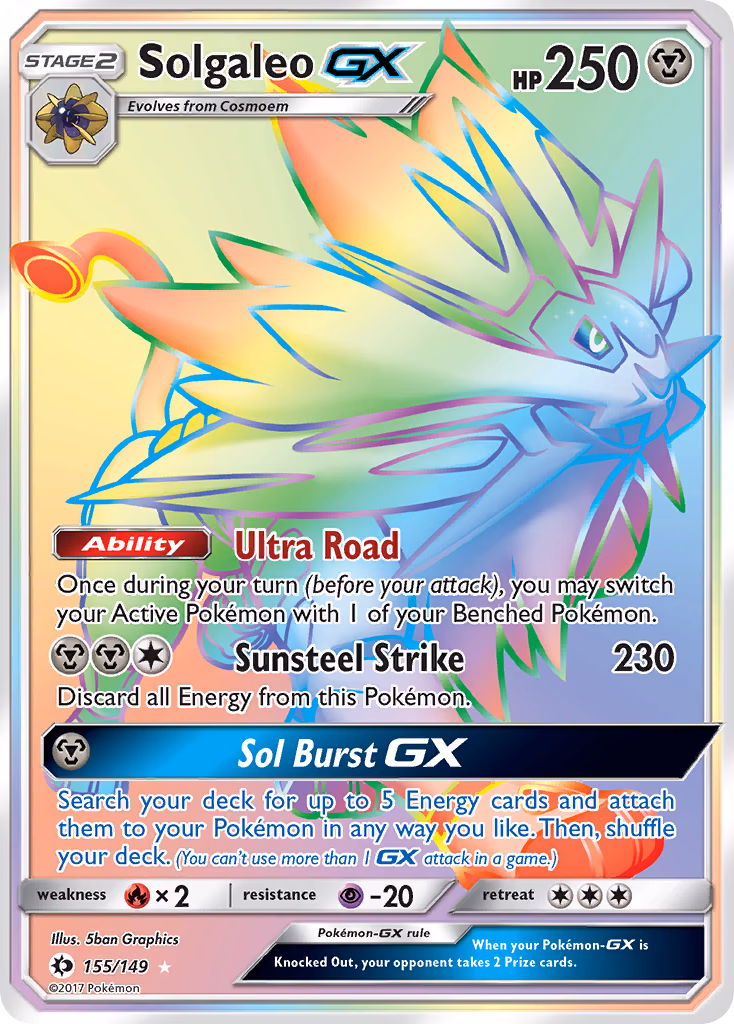 Solgaleo-GX Pokemon card (155/149, Sun & Moon)