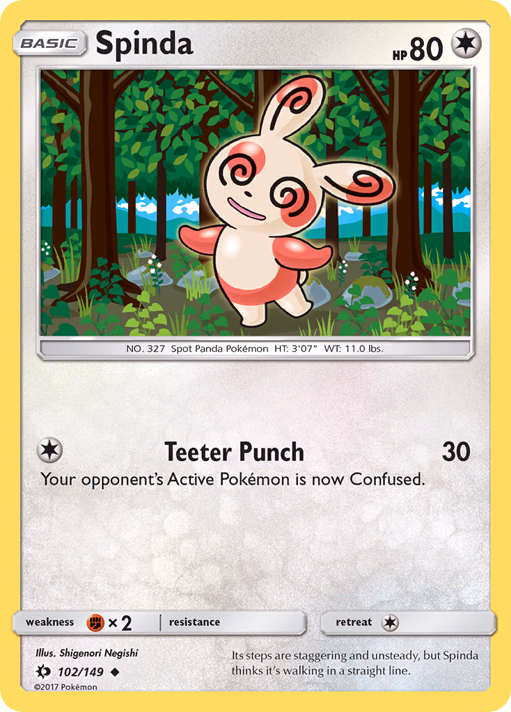 Spinda Pokemon card (102/149, Sun & Moon)