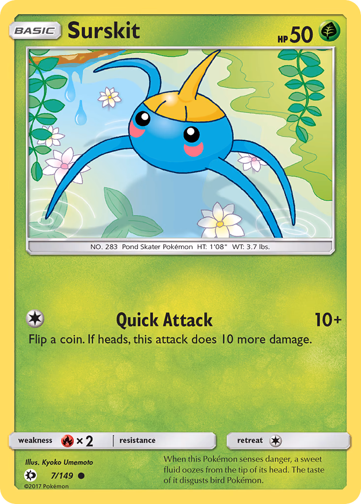 Surskit Pokemon card (7/149, Sun & Moon)
