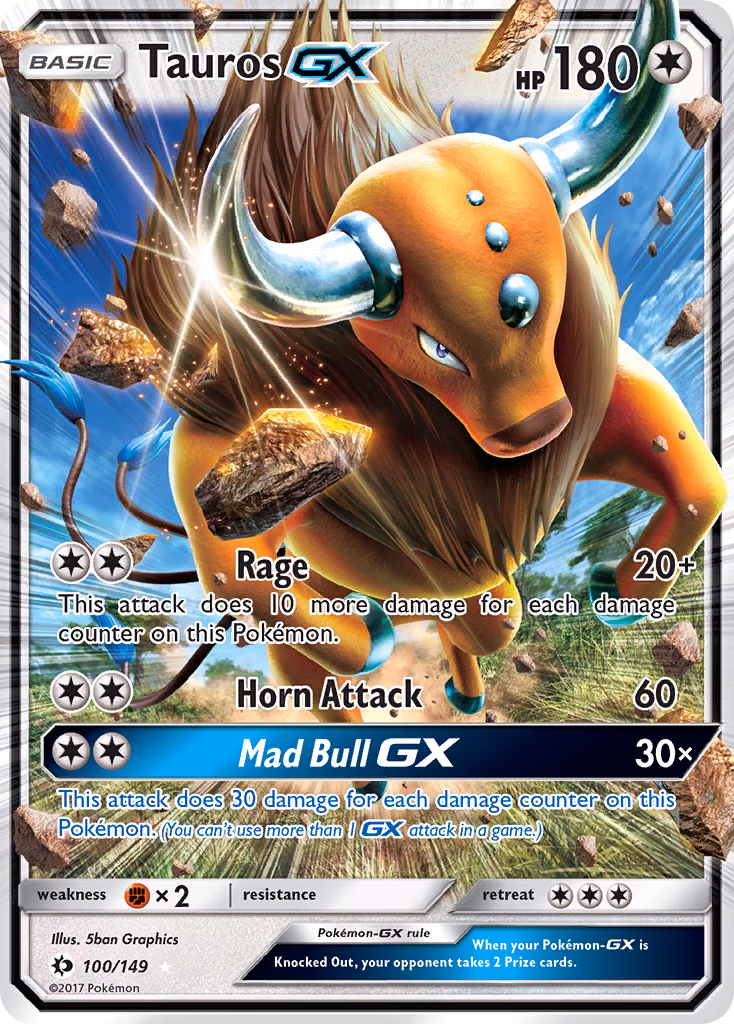 Tauros-GX Pokemon card (100/149, Sun & Moon)