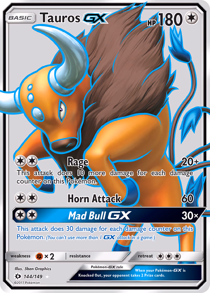 Tauros-GX Pokemon card (144/149, Sun & Moon)