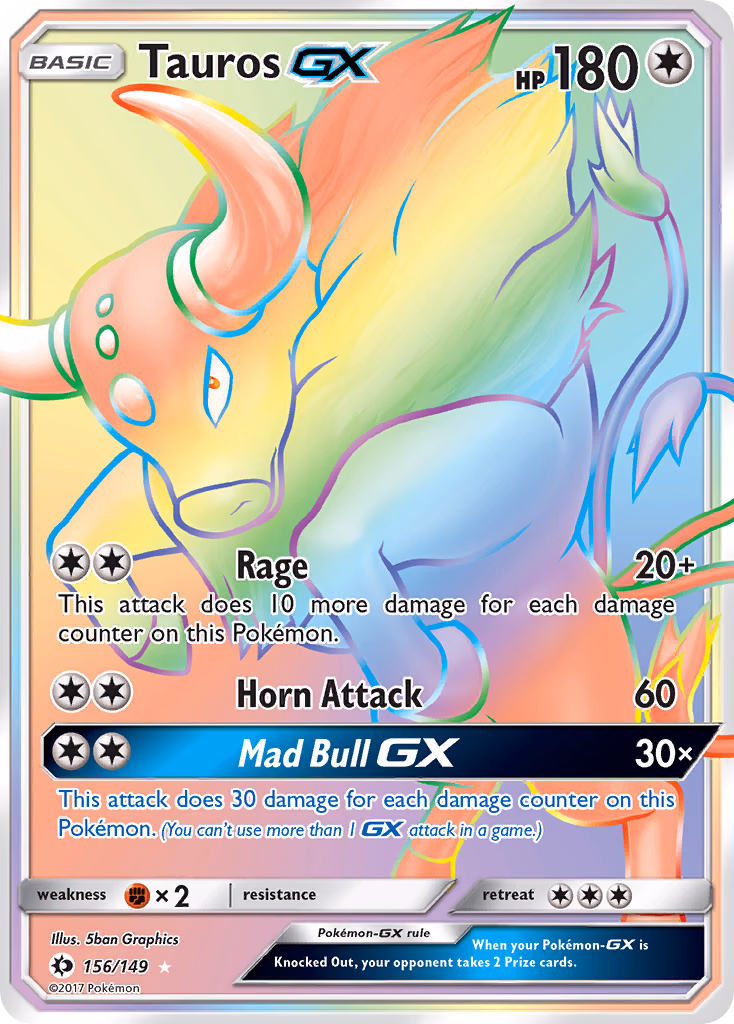Tauros-GX Pokemon card (156/149, Sun & Moon)