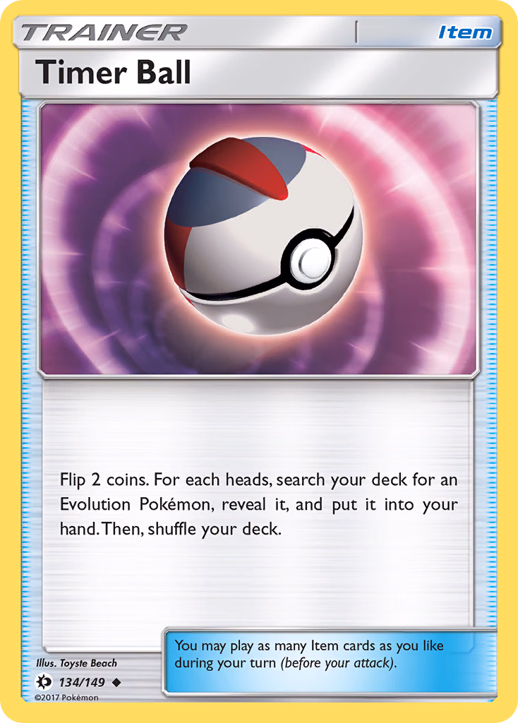 Timer Ball Pokemon card (134/149, Sun & Moon)