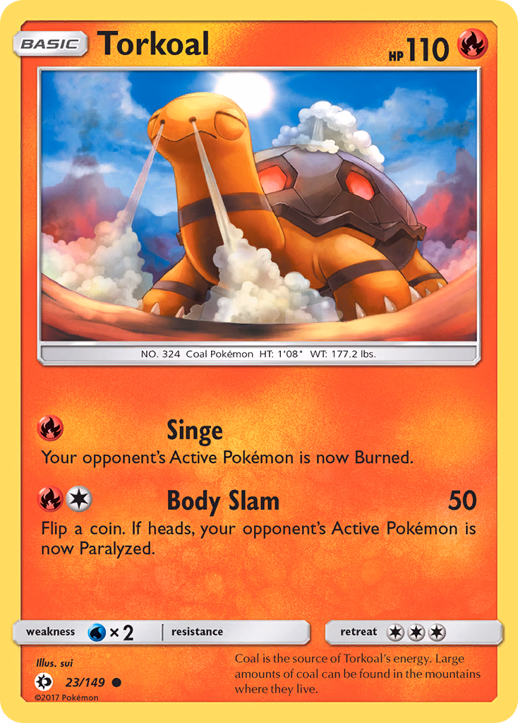 Torkoal Pokemon card (23/149, Sun & Moon)