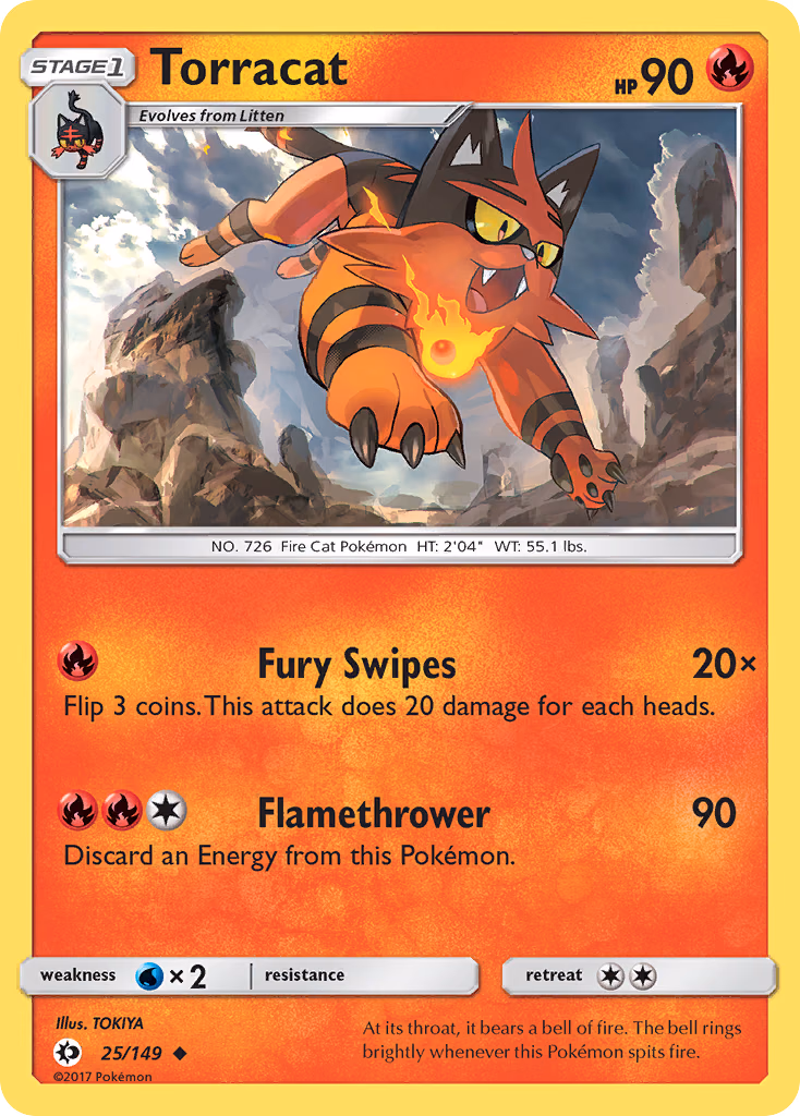 Torracat Pokemon card (25/149, Sun & Moon)
