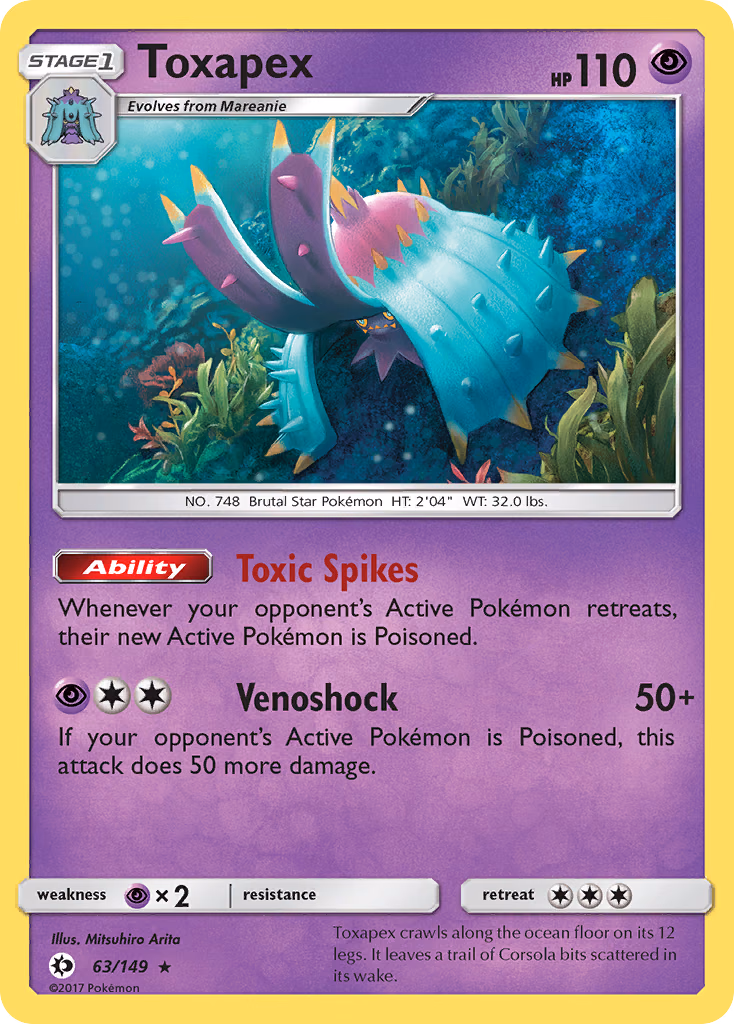 Toxapex Pokemon card (63/149, Sun & Moon)