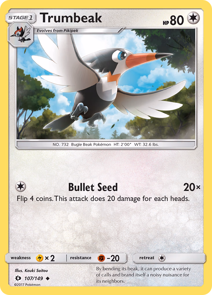 Trumbeak Pokemon card (107/149, Sun & Moon)