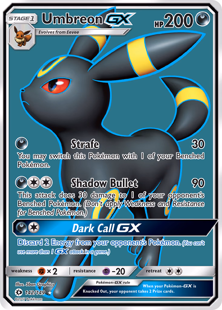Umbreon-GX Pokemon card (142/149, Sun & Moon)