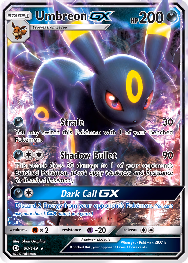 Umbreon-GX Pokemon card (80/149, Sun & Moon)