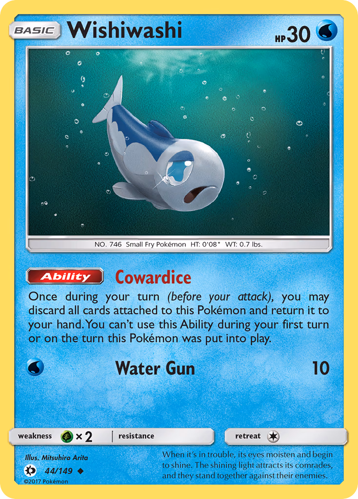 Wishiwashi Pokemon card (44/149, Sun & Moon)