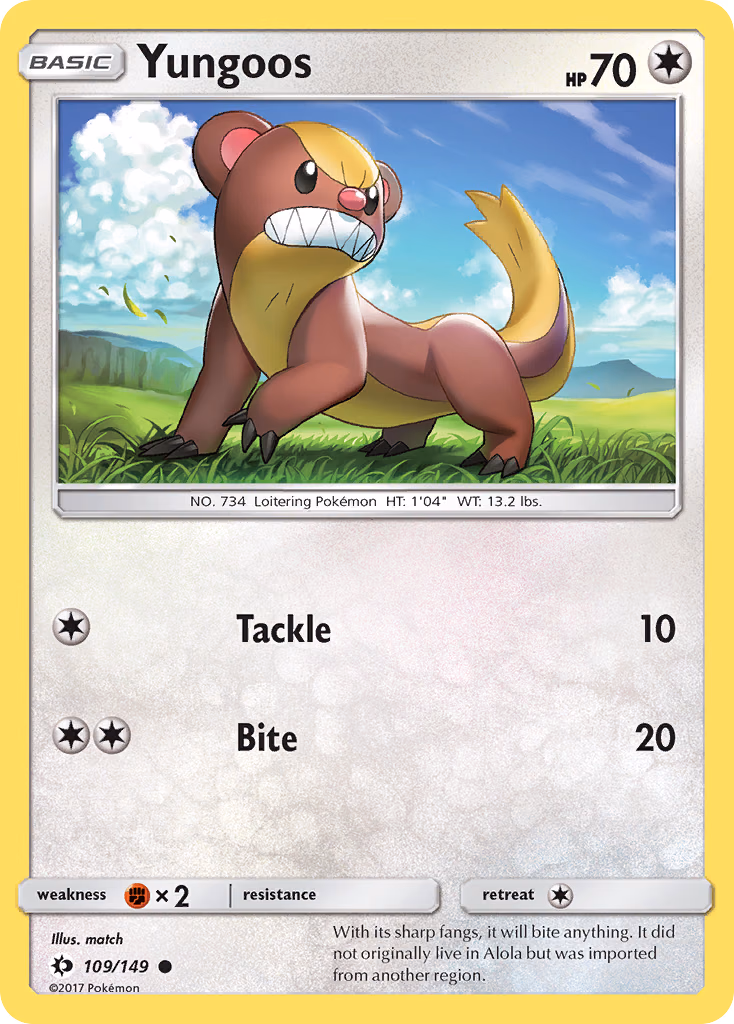 Yungoos Pokemon card (109/149, Sun & Moon)