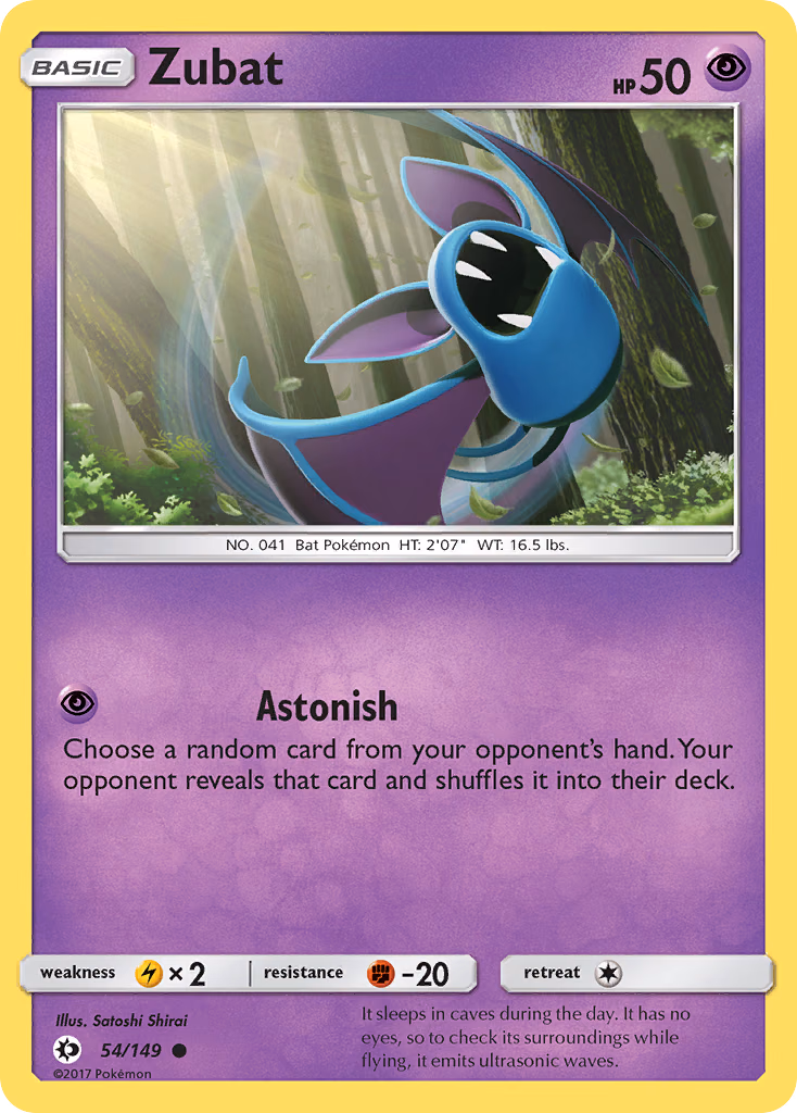 Zubat Pokemon card (54/149, Sun & Moon)