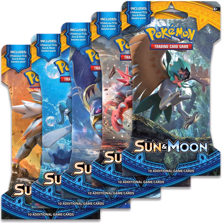 Pokemon Sun & Moon Sleeved Booster Pack Art Bundle [Set of 5]