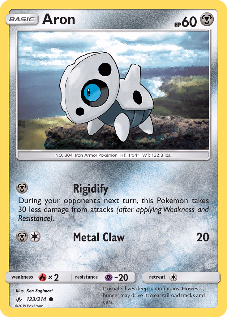 Aron Pokemon card (123/214, Unbroken Bonds)