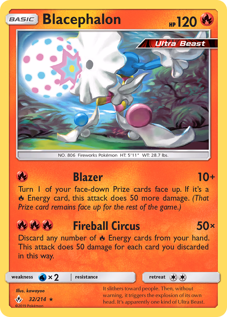 Blacephalon Pokemon card (32/214, Unbroken Bonds)
