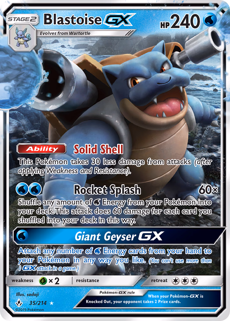 Blastoise-GX Pokemon card (35/214, Unbroken Bonds)
