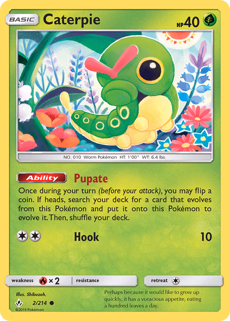 Caterpie Pokemon card (2/214, Unbroken Bonds)